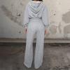 Women's 2 Piece Outfit Crop Zip Up Hoodie Wide Leg Sweatpants Set