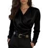 Elegante und vielseitige französische Luxusbluse für Damen mit V-Ausschnitt, schmaler Passform und vielseitigem Schnitt.