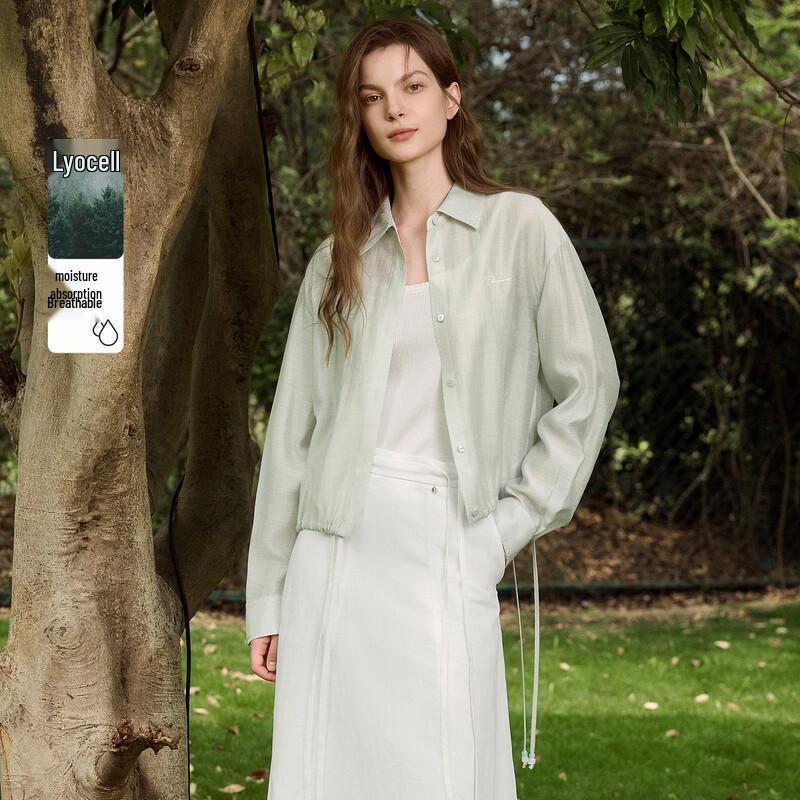 

ELLE Women s French Style Tencel Linen Collared Shirt