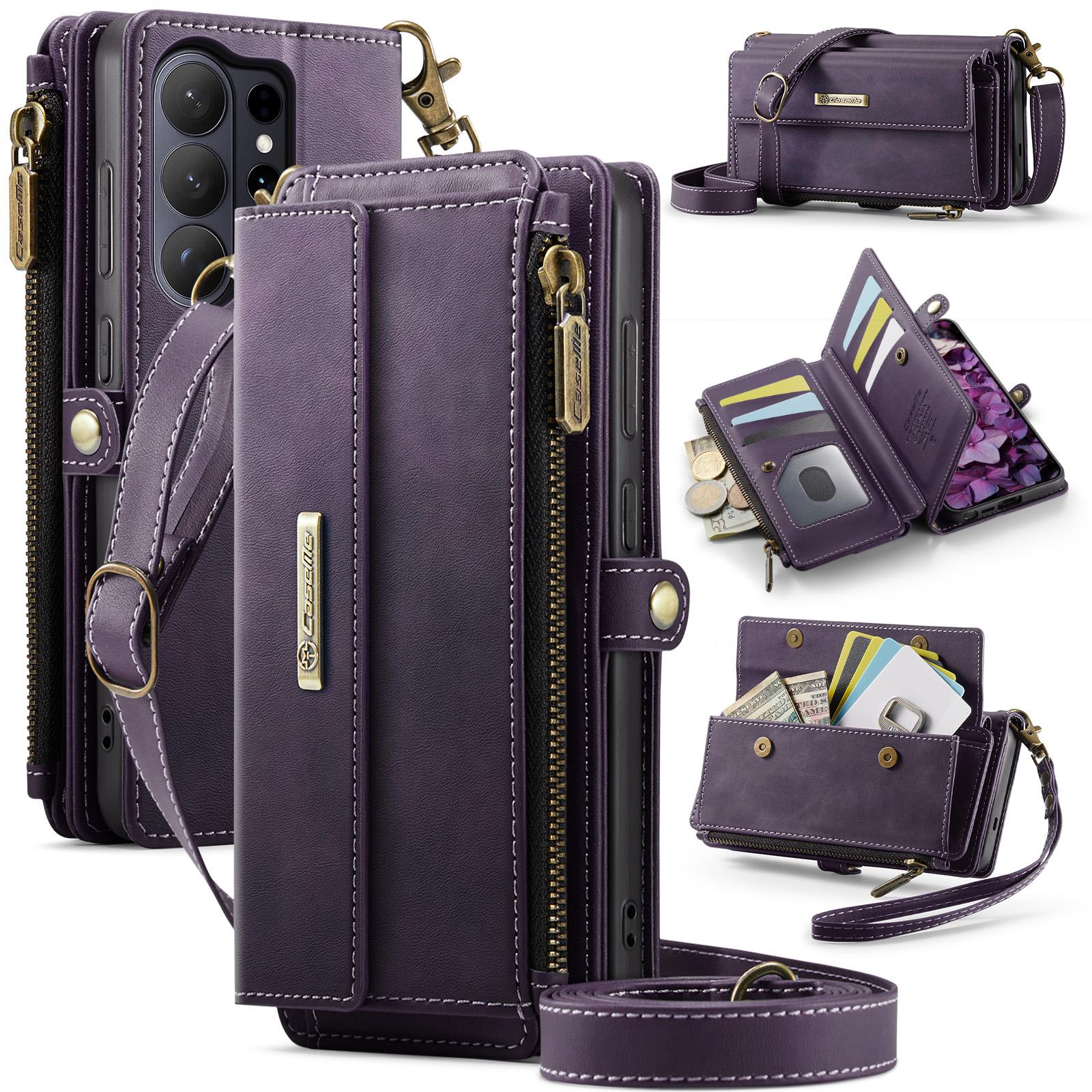 

For Samsung Galaxy S26 Ultra Case CASEME C39 RFID Blocking Zipper Wallet Stand Leather Cover with Strap