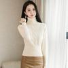 Women's Turtleneck Sweater Autumn Winter Short Solid Color Elastic Knitted Top Slim Fit Pullover Knitted Sweater.