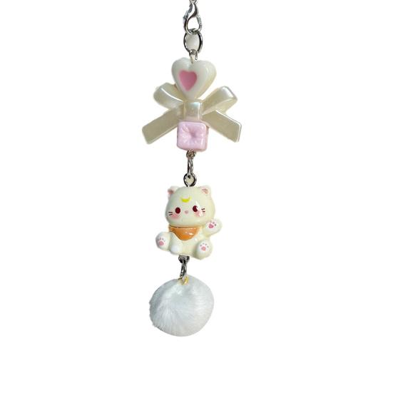 

Bag Pendant Lightweight Mini Cat Furry Ball Charm Key Chain with Bow Decoration Mobile Phones Keychains Gift Accessory