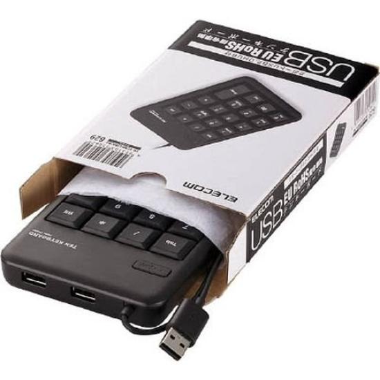 ELECOM Wired Membrane Numeric Keypad, Medium Size, with USB Port, RoHS Compliant, Black, TK-TCM012BKRS