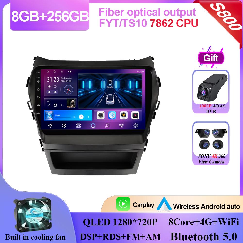 Carplay Android 14 Dla Hyundai Santa Fe 3 2013 - 2016 Radio Samochodowe Stereo Odtwarzacz Multimedialny Nawigacja GPS NIE 2din DVD 5G Wifi BT