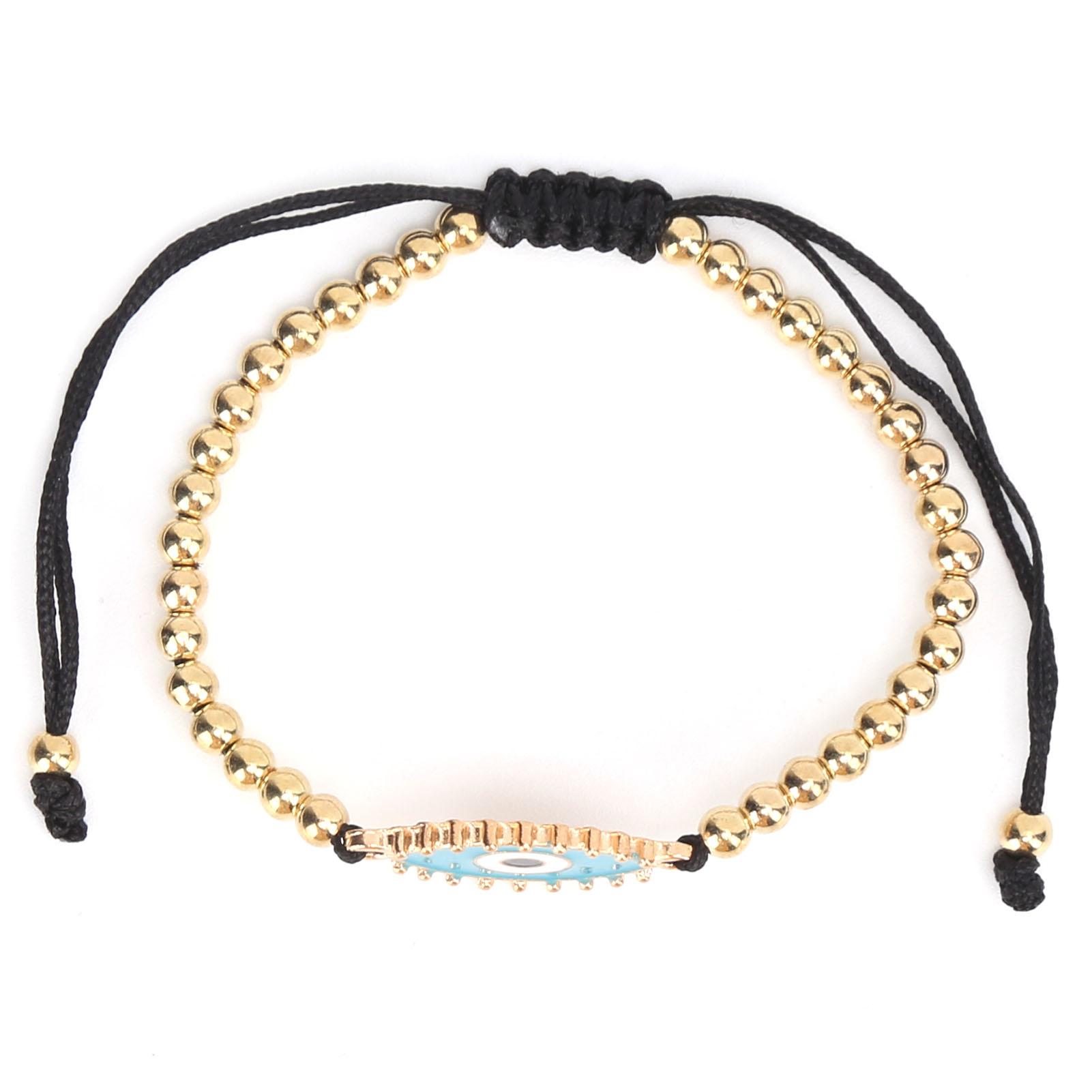 

Браслет из бусин Бохо Турецкий глаз Браслет-веревочка с золотыми бусинами для мужчин женщин детей пар Синий синий