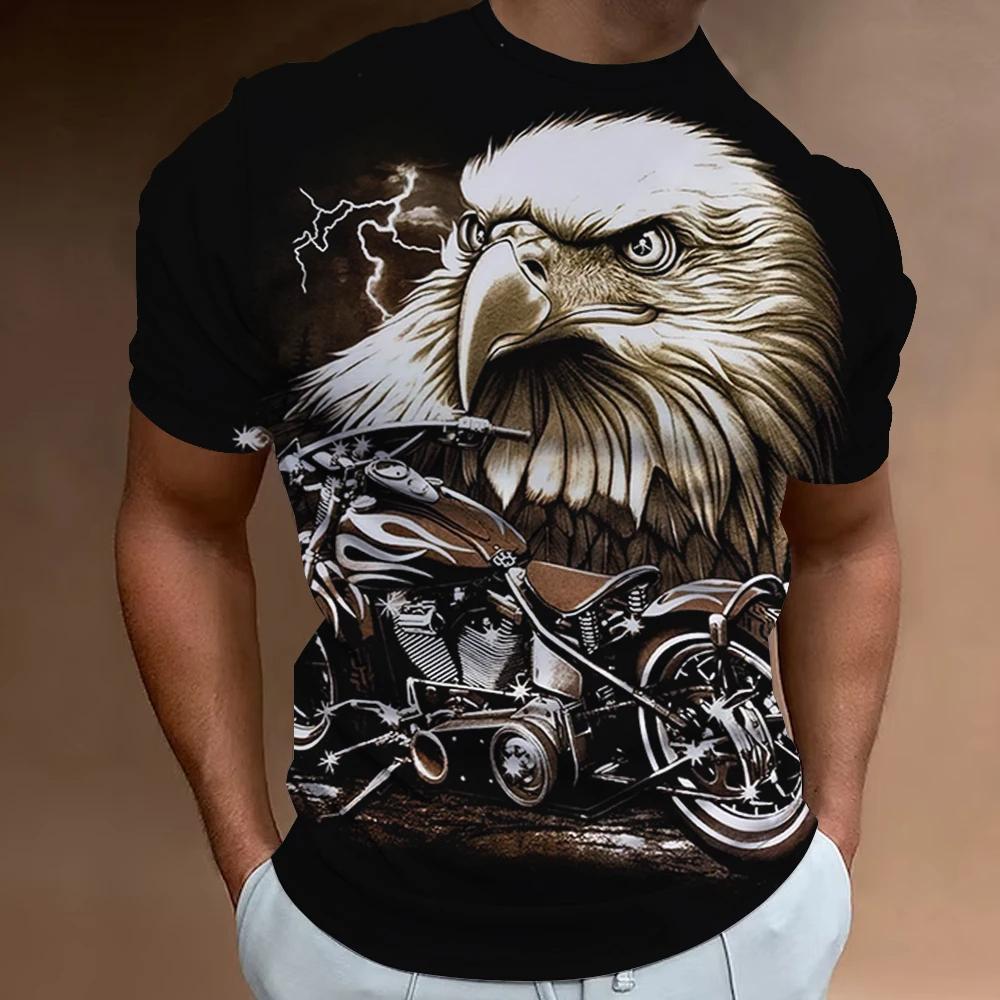Maglietta da Motociclista Uomo Stampa 3D Manica Corta Classici Vintage T-shirt Per Uomo Street Ride Magliette Biker Top Maglietta Oversize