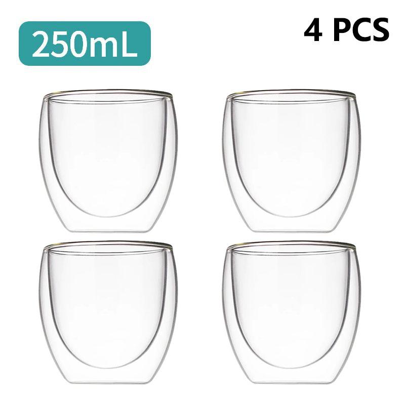 Transparent Glass Coffee Cup Milk Whiskey Tea Beer Double Creative Heat Resistant Cocktail Vodka Wine Mug Tumbler Drinkware Gift