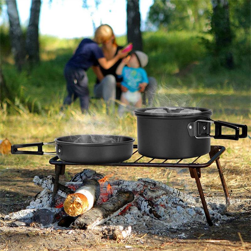 DS308 Portable Outdoor Nested Cookware and Tea Kettle Set for Camping