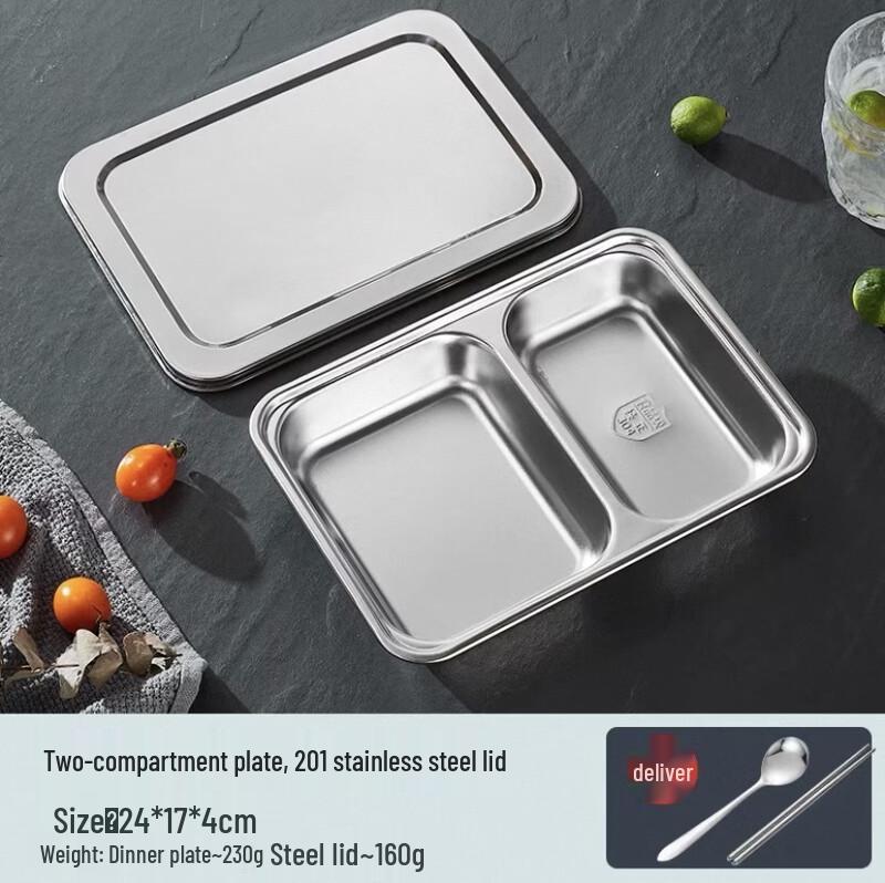 Ruhan 304 Stainless Steel Compartmented Kids Dinner Plate