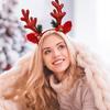 Christmas Deer Antlers Headband Cute Reindeer Antlers Headband Glitter Antlers Plush Ears Bell Head Buckle Christmas Ornament