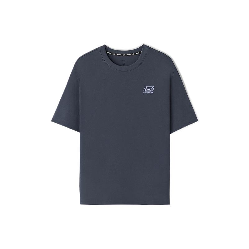 Skechers Soft Comfortable Fashion Versatile Solid Color Short Sleeve T-Shirt Unisex tops Odyssey-Gray L225U149-026R S