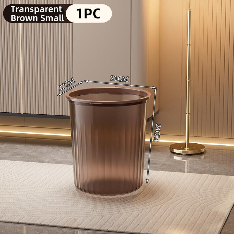 Large Household Plastic Transparent Garbage Bin High Aesthetic Pressure Ring Thick Paper Basket Kitchen Bathroom Living Room