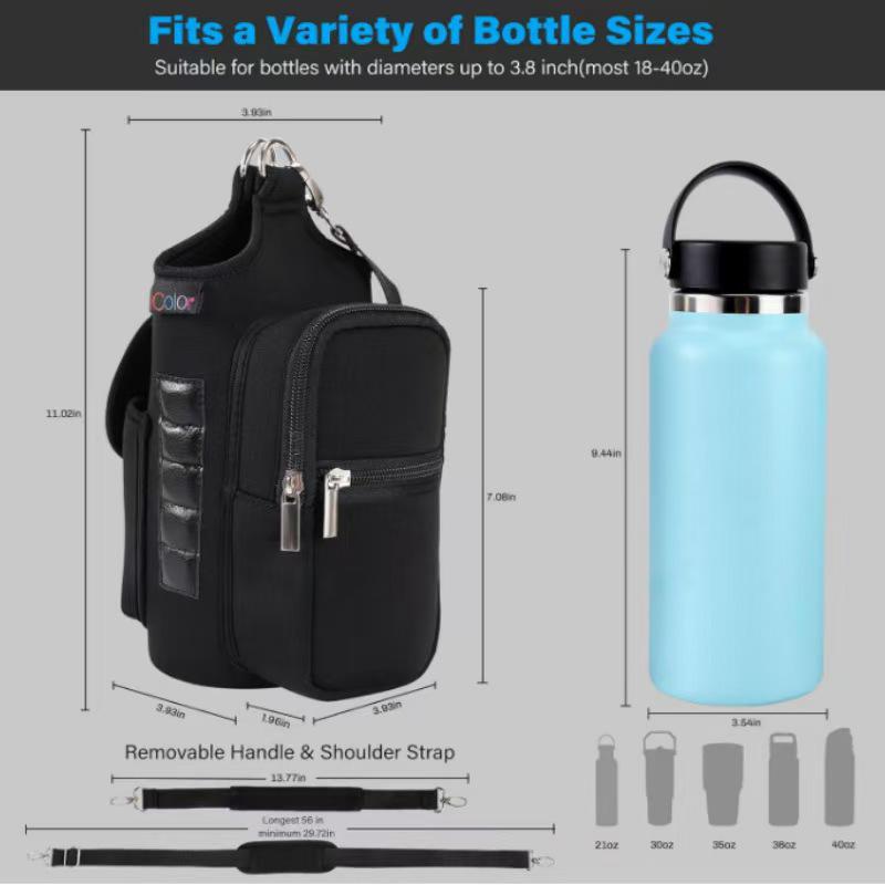 Portable Insulated Crossbody Bottle Holder - Large Capacity, Sporty Style, Wetsuit Material