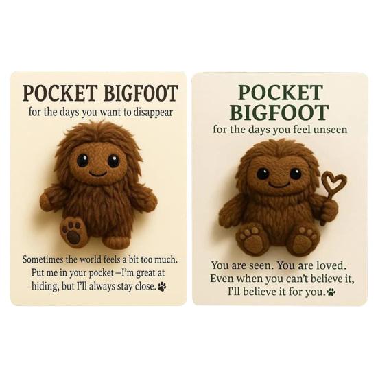 Pocket Sasquatch Plush Doll Emotional Support Stuffed Mini Sasquatch Portable Positive Animal