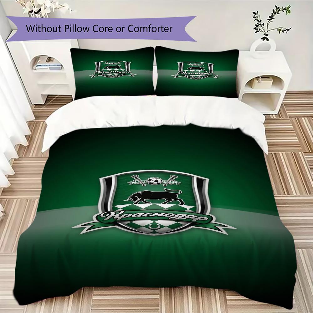 Fc Krasnodar Pattern Bedding uilt Set uilt Cover Pillowcase Home Decoration Birthday Gift (1*duvet cover + 2*pillowcase without core)