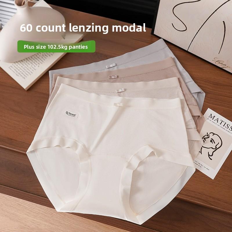 Big Size Ladies Spring and Summer Sexy Pure Cotton Mulberry Silk Antibacterial Crotch High Waist Belly Lift Hip Briefs