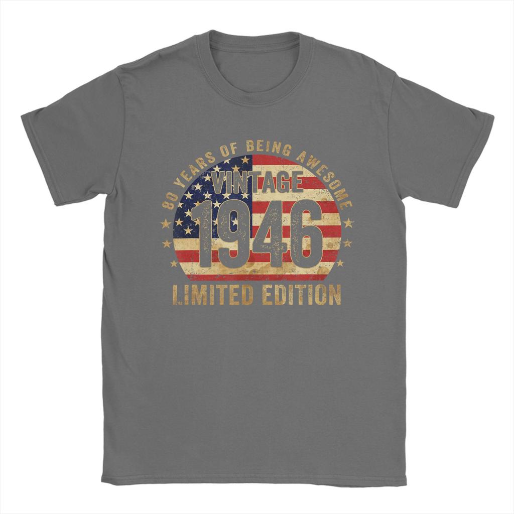 Vintage Made In 1946 American Flag 80th Birthday 80 Year Old TShirt Harajuku TShirts Tops Summer Cotton Plus Size 5XL Tees