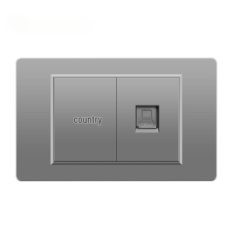 118 Type Switch Six-Hole Gray Wall Socket with Type-C 20W, Thai Style & PC Panel, Taiwan Socket