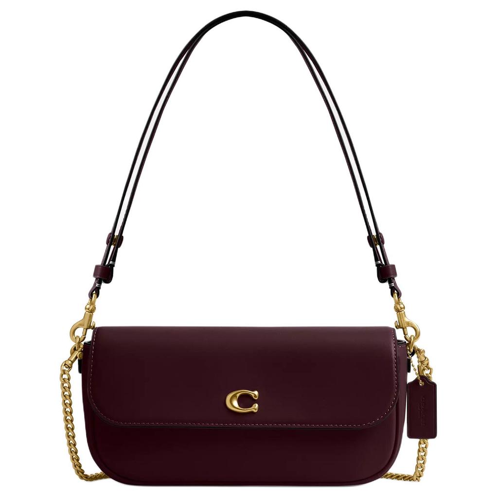 Coach Brook Flap 25 Metall-Logo Kettenriemen Verschluss Leder Schultertasche Mittel Merlot Damen Schultertasche CAN90-B4MER
