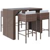 VidaXL Ensemble de bar de jardin avec coussins 5 pcs marron poly rotin, ensemble de table de bar, table et chaise de bar, 3200666