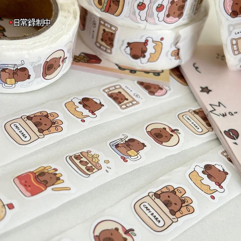 500pcs Roll Cute Cartoon Seal Stickers Food Theme Decorative Label Stickers for Packaging Scrapbooking Journals and Crafting Projects