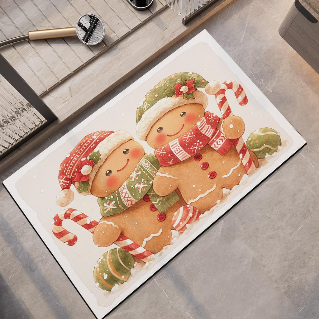 Christmas Truck Print Bathroom Foot Mats Super Absorbent Bath Mat Non Slip Quick Dry Shower Pad Toilet Carpet Doormat Washable