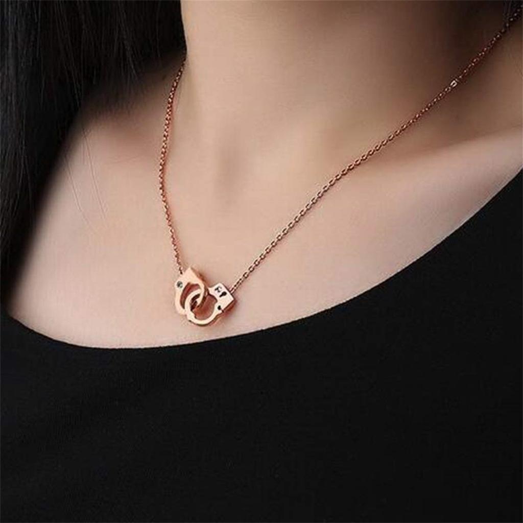 Charm Jewelry Rose Gold and Silver Cufflinks Love Eternal Infinite Interlocking Round Neck Necklace Charm