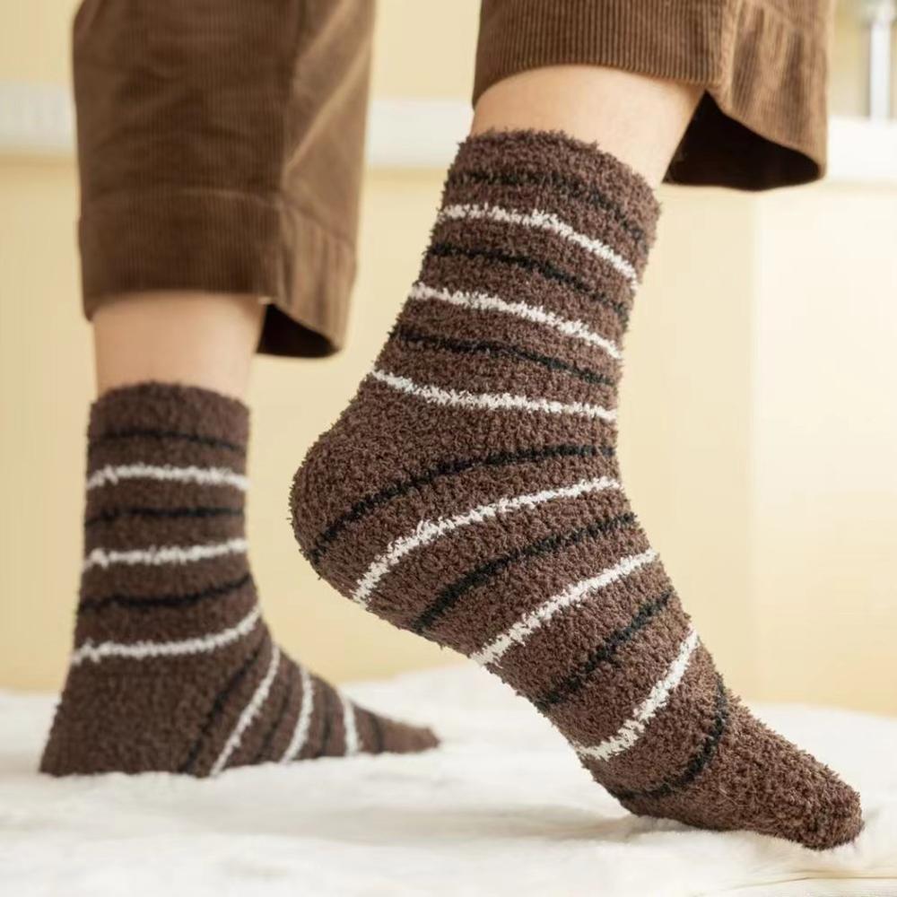 2/3 Pairs Coral Velvet Men's Socks Thickened Not Falling Off Winter Home Sleeping Socks Bear Insulation Boy Mid Calf Floor Socks