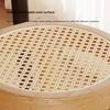 Rubberwood Home Stool  Breathable Rattan Dining Chair  Natural Wood Dining Stool Stackable Mid-Century Living Room Chair