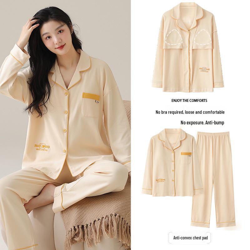 

Женский мультяшный хлопковый комплект для пижамы с длинным рукавом на 2025 год с нагрудными вкладышами для ношения в помещении и на улице - Коллекция осень-зима Women s M [80-95 lbs]