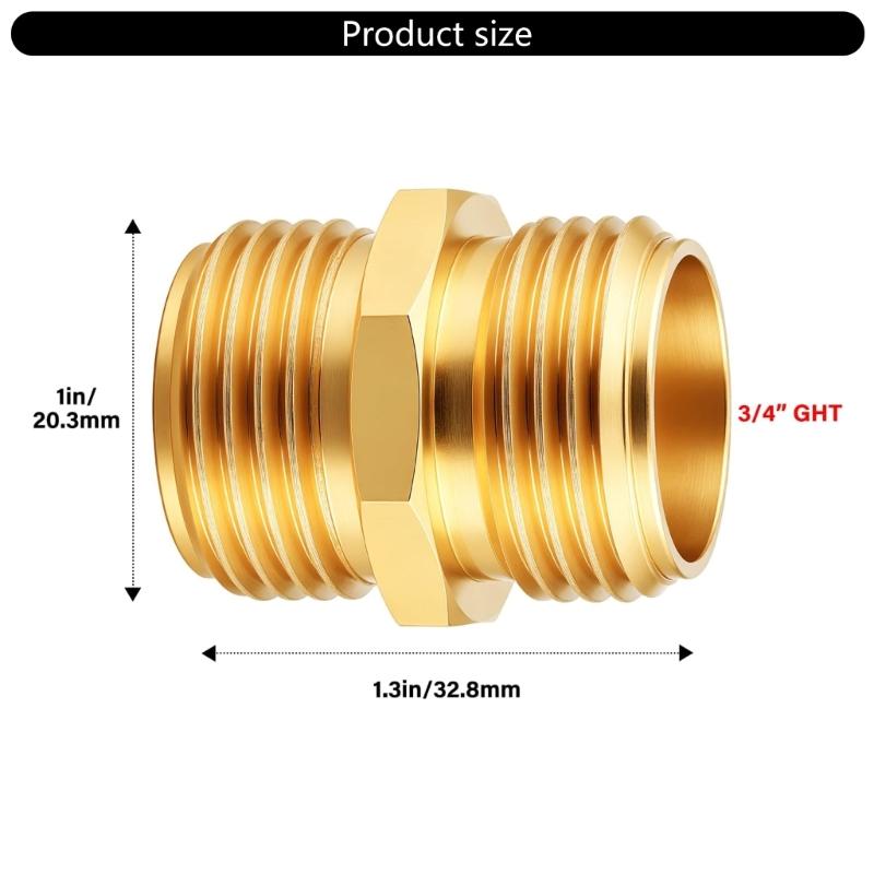 2Pcs 3/4inch Brass Hexagonal Head Adapter Male/Female Thread Garden Watering Fitting Pipe Extender Coupler Enduring