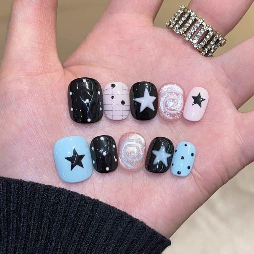 ins wind sweet cool cat eye hand-painted pure hand-worn nail advanced whitening boutique nail art fake nail patch