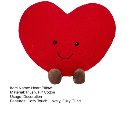35cm Stuffed Heart Pillow Cute Cartoon Love Heart Doll Plushie Back Cushion