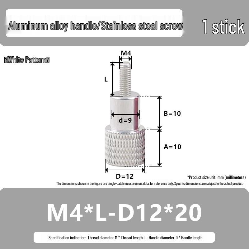 M4 Aluminum Alloy Knurled Twist Handle Bolt with Stainless Steel Head