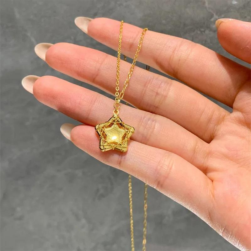 925 Silver Necklace Cute Five Pointed Star Smile Dimple Pendant for Women Girl Jewelry Gift