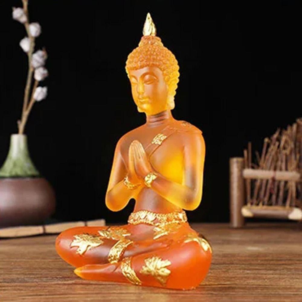 Imitation Sitting Buddha Statue Transparent Mini Buddhism Ornament  Living Room