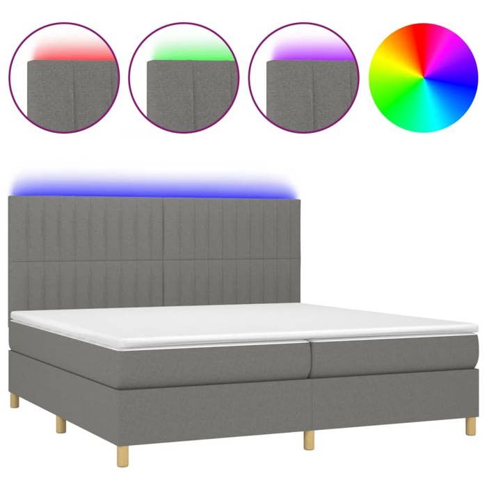 VidaXL Sommier à Lattes de Lit avec Matelas et LED, Lit Rembourré avec Tête de Lit, Lit Double, Lit Adulte de Chambre, 3135622