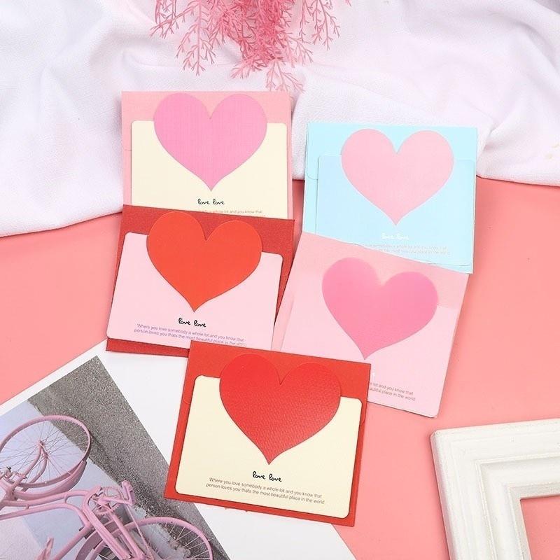 10-40PCS Mixed Color LOVE Heart Shape Greeting Card Valentines Day Gift Wedding Invitations Card Romantic Message Card
