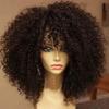 Peruci Afro Kinky Curly de 16 Inch cu Breton din Fibră Sintetică Moale Pufoasă Fără Dantelă Pentru Petrecere Cosplay Utilizare Zilnică