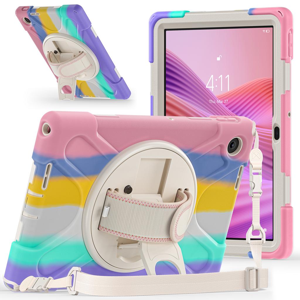 Rugged Case for Lenovo Tab 10.1 Inch 2025 K10C TB-311XU TB-311FU 360 Rotating Stand Heavy Duty Cover with Hand & Shoulder Strap