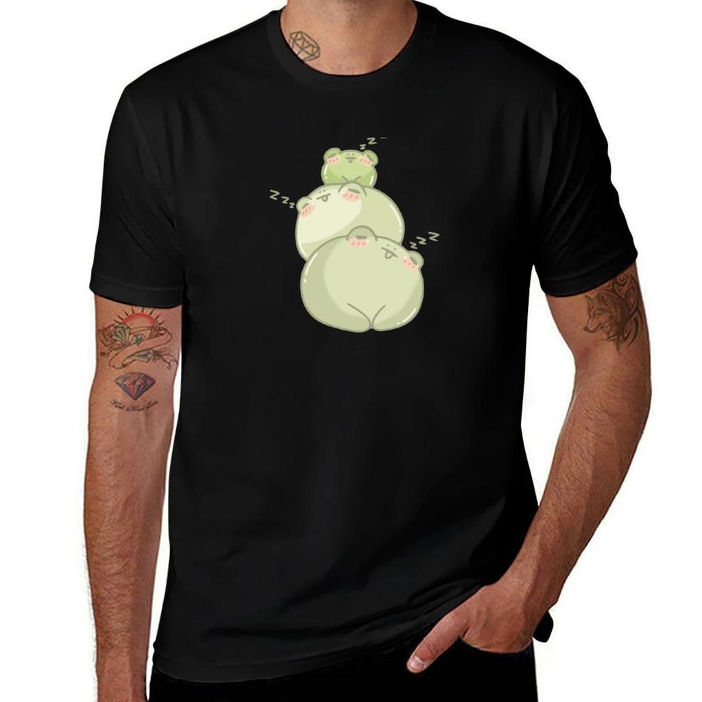 Cute Sleeping Frog Stack Tshirt Big Size Short Sleeve Casual Top