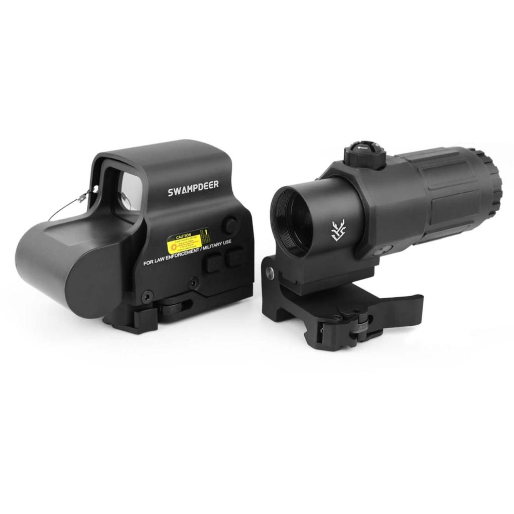 SWAMP DEER OPTICS Magnifier & Dot Sight Set for G33 & EXPS3 Type Holographic Sight, 3x Booster Scope Set, Black