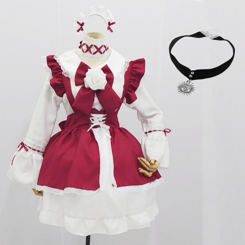 S-XL fofo traje de empregada lolita preto e branco com vestido de menina lolita terno de chefe para senhoras