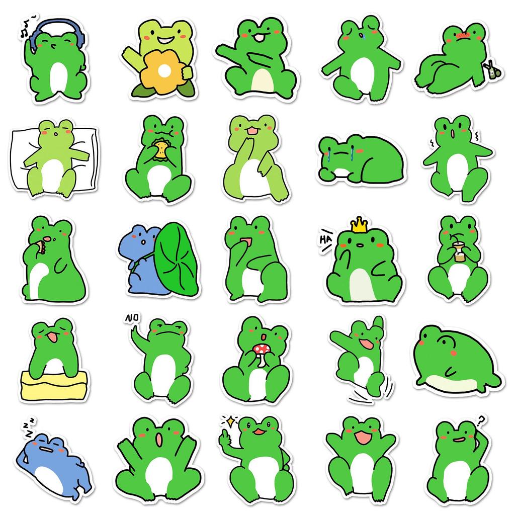 50 Cartoon Frog Graffiti Stickers for DIY Phone Cases & Suitcases