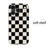 Classic Monochrome Black White Geometric Checkered Square Art Film Aesthetic Protective Shockproof Bumper Phone Case For iPhone 14 15 16 Pro Max Plus