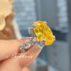 Luxury Chinese Red Yellow Diamond Ice Cut Women Ring Fashionable Nest Cut Pigeon Egg Diamond Ring
