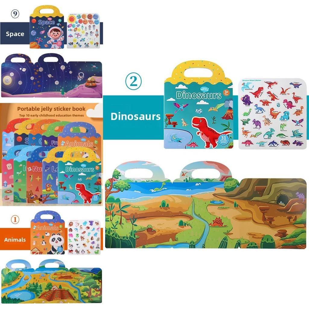 Childrens Sticker Book With Ocean And Dinosaur Scenes For Early Education And Focus Development