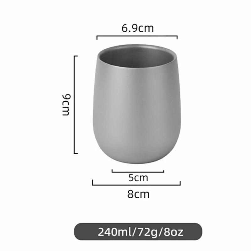 

D2 Titanium Cup Insulated Double Wall Drink Cup Outdoor Cooking Camping Titanium Water Cup For Camping Hiking Cool Camping Gear 0.25L