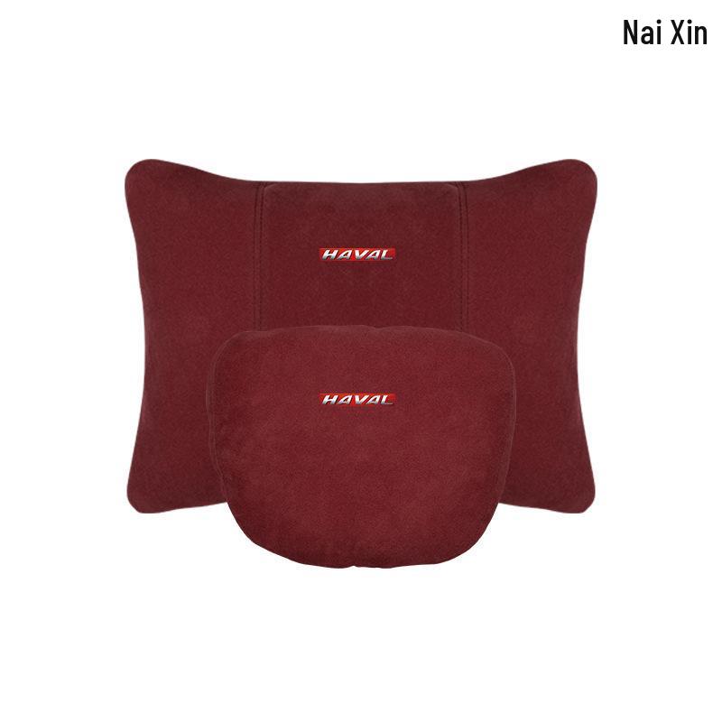 Short Fur Plush Headrest Lumbar Support - Harvard Volcano Red Headrest (1 piece)