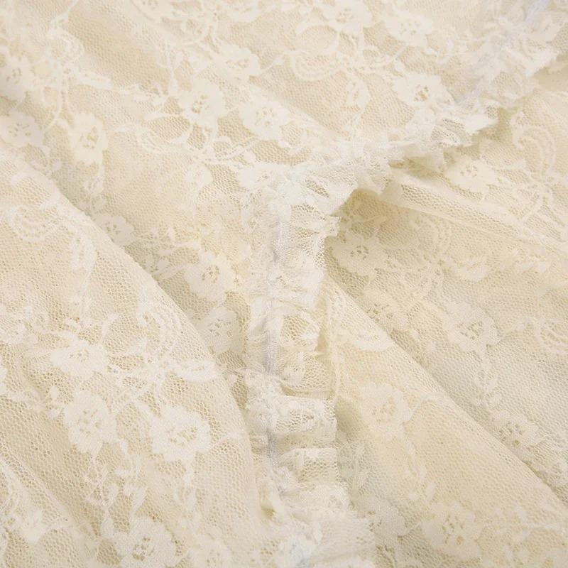 Weekeep Sexy Transparentní Nepravidelné Dlouhé Sukně Vintage Volány Patchwork Volná Krajka Midi sukně A-Line Dámské Y2k Letní dovolená